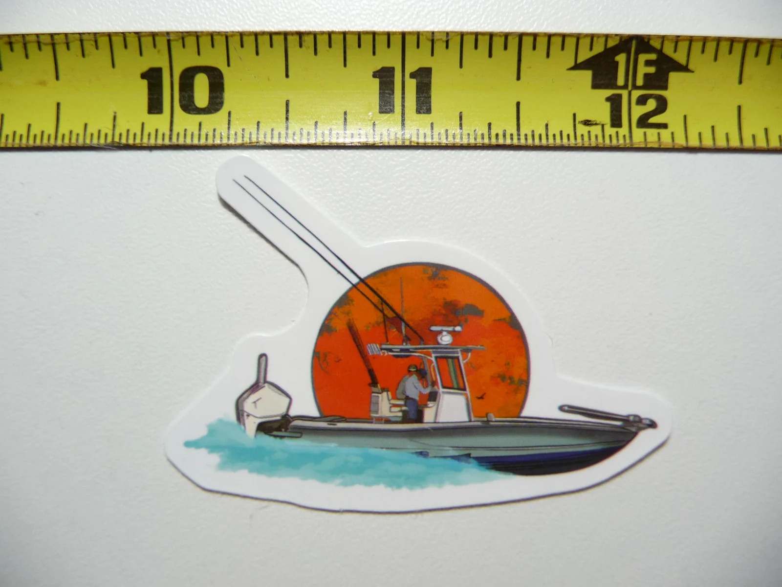 COOL BOAT MOON FISH FISHING SMALL STICKER DECAL SPORT HOBBY FAN SPORTSMAN