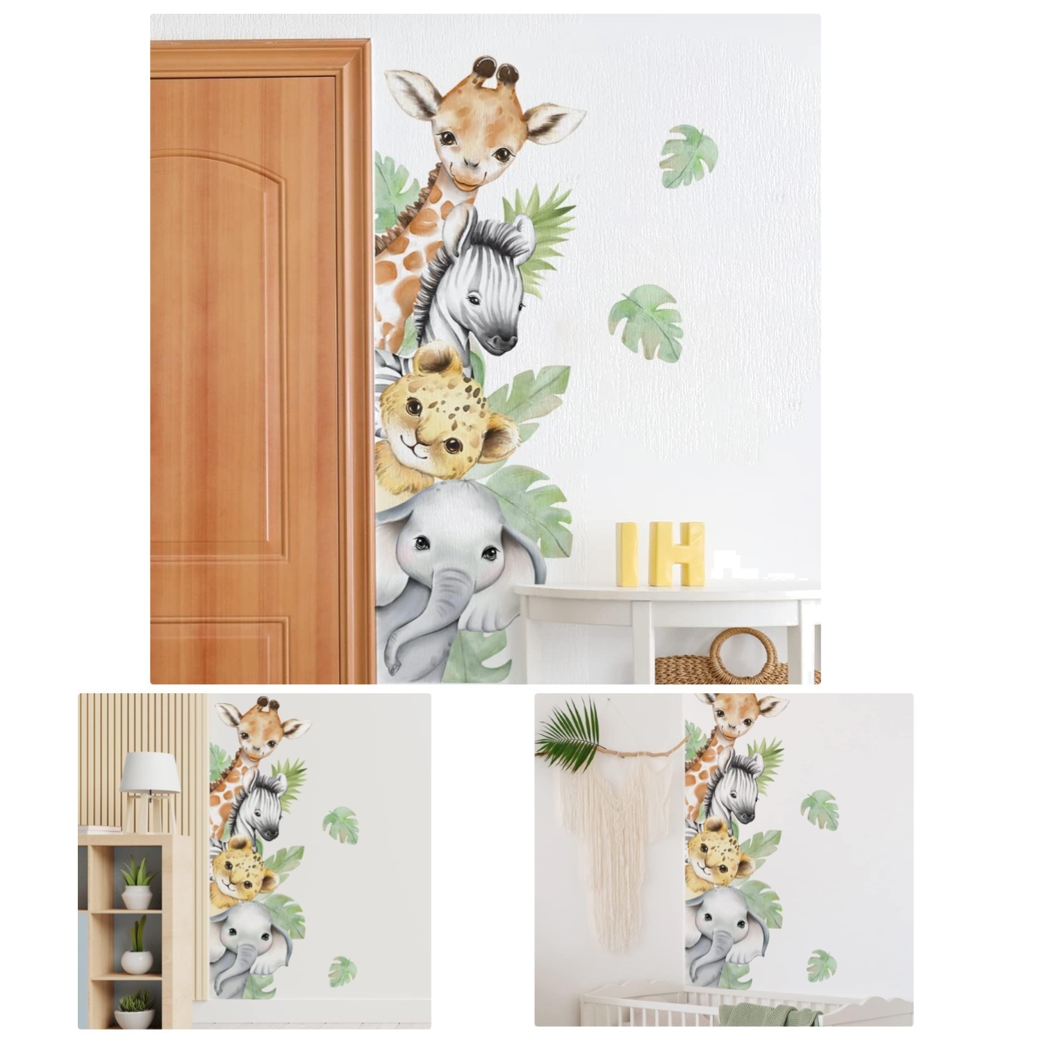 44.88” Waterproof Jungle Animal Stickers for Kids’ Nursery and Playroom Decor