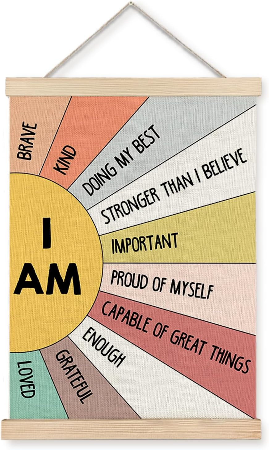 Affirmation Wall Decor for Kids Boys Girls, I Am Kind I Am Brave Positive Affirm