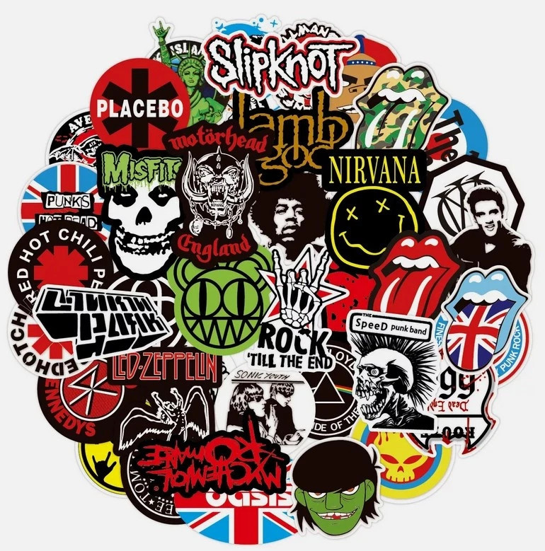 100PCS Rock Band Stickers – Punk Heavy Metal Music Vinyl Decals Lot for Laptop