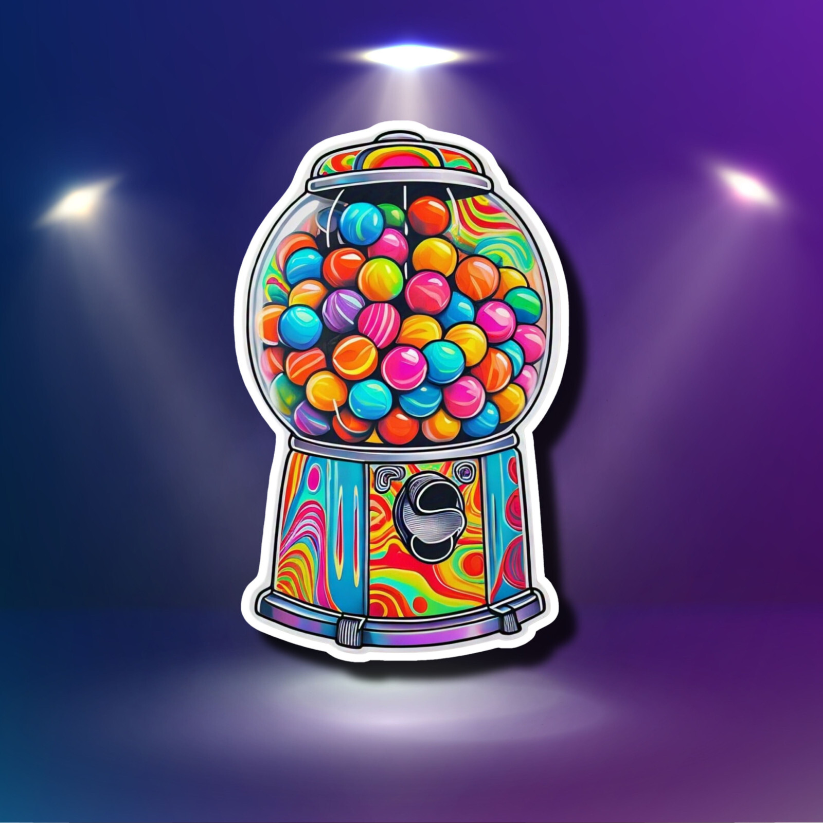 Psychedelic Gumball Machine 3″ Vinyl Laminated Sticker