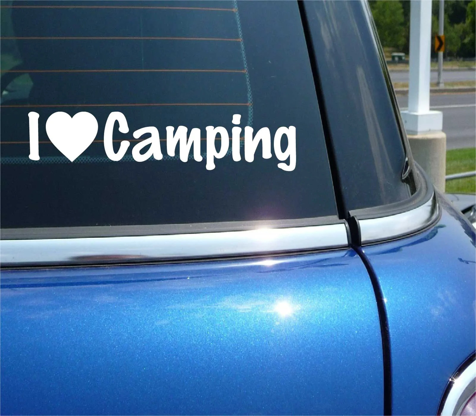 I LOVE CAMPING DECAL STICKER HEART TRAIL HIKE NATIONAL STATE PARK CAR TRUCK