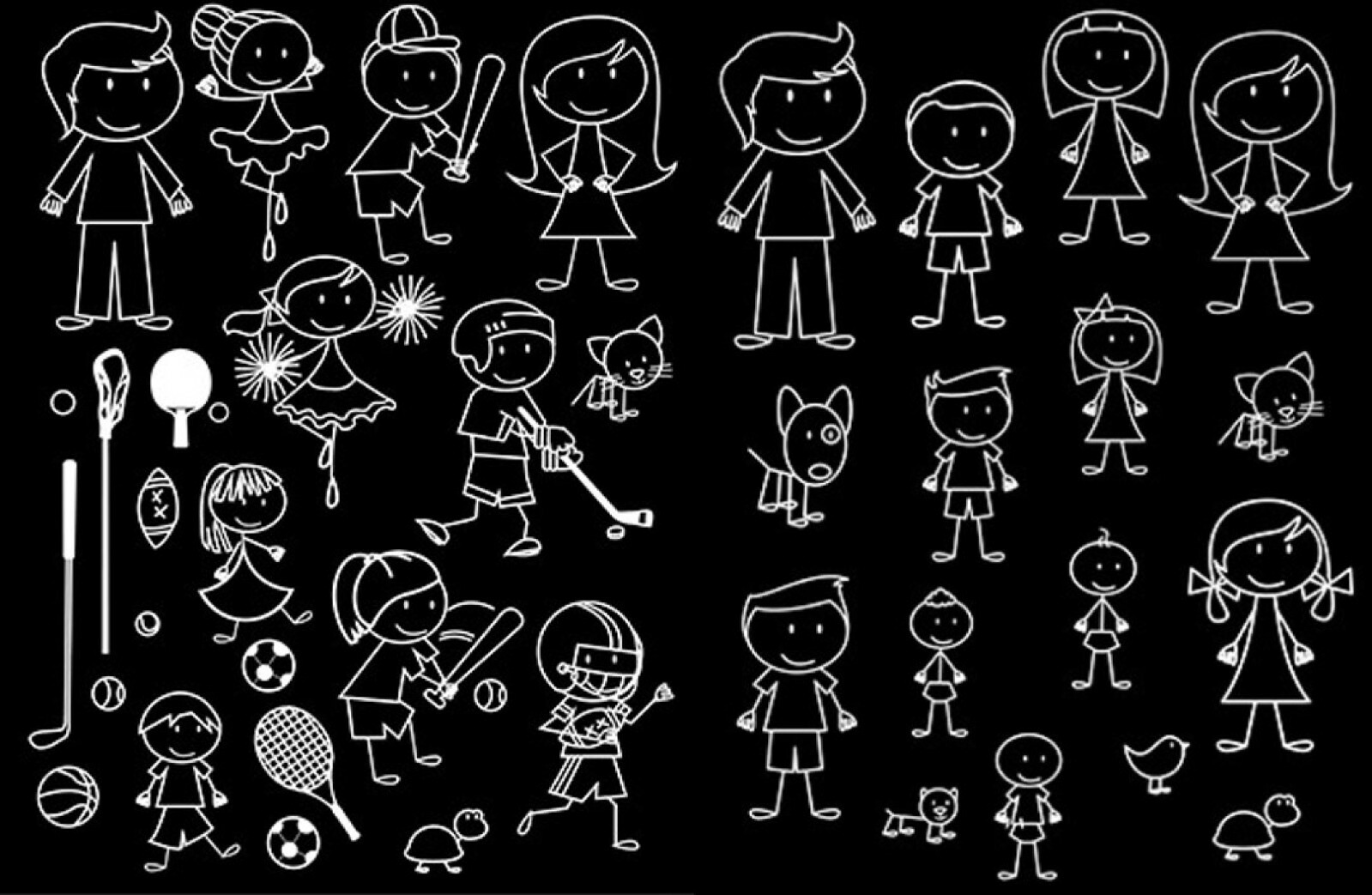 NEW! High Quality! Set of 40 Stick Family Vinyl Decal Sticker Car Window Wall