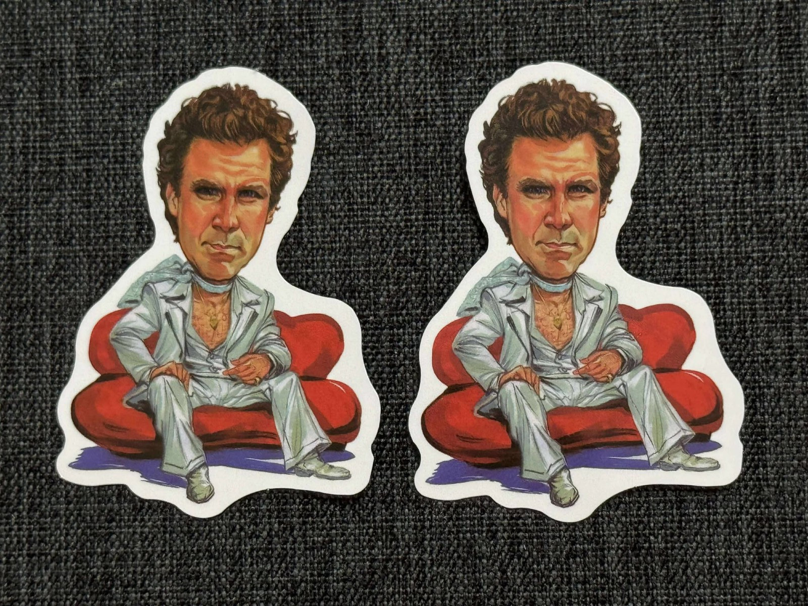 Lot (2) WILL FERRELL 1 5/8″ x 2 1/4″ Caricature STICKERS Free SHIP! FAST!