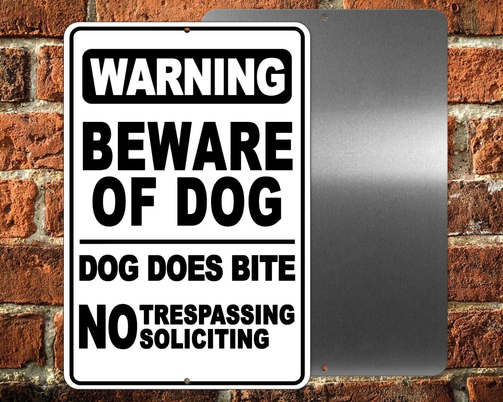 Beware of dog no trespassing aluminum metal novelty sign three sizes sbd034