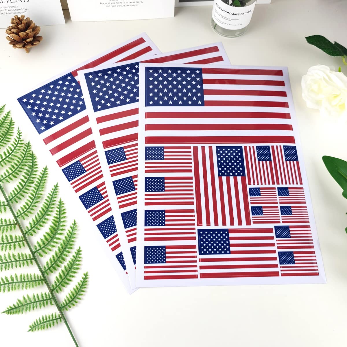 US American Flag Sticker USA Decal in Multiple Sizes, 3 Pack, 11.7 x 8.3 Inches