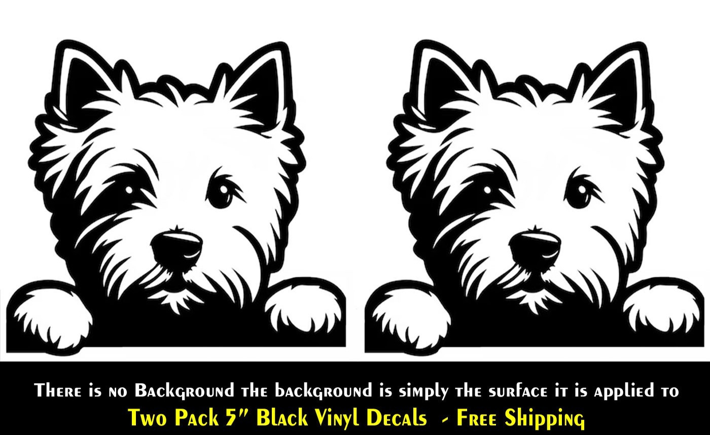 Westie West Highland Terrier Two 5″ Black Vinyl Decals Car Any Flat Surface