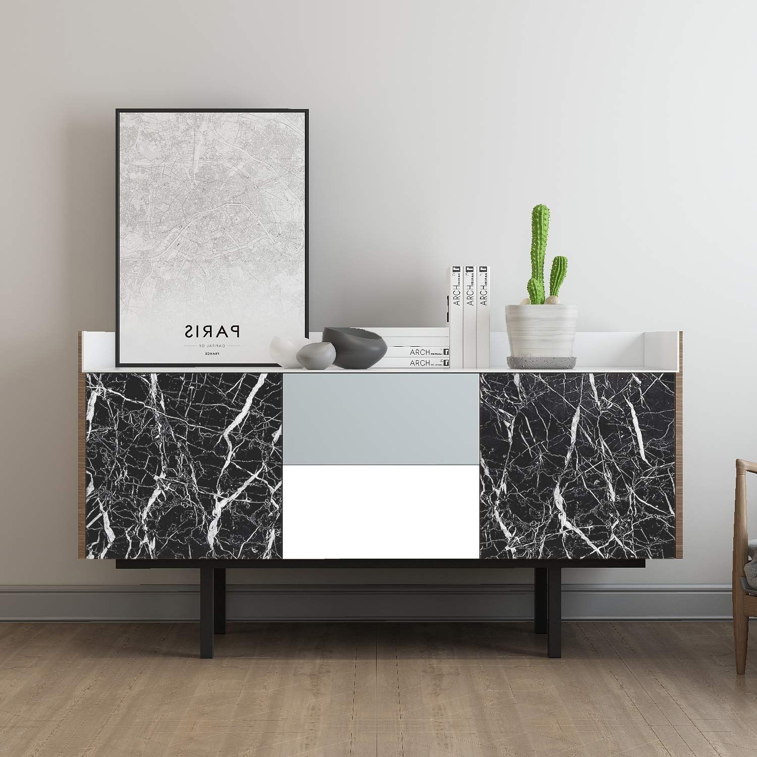 Livelynine Black Marble Wallpaper Peel and Stick 15.8″ x 78.8″,