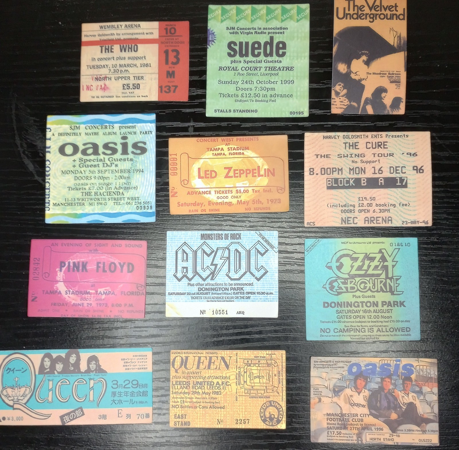 Classic Rock Band Ticket Stickers 43 Pcs