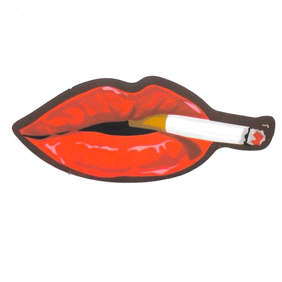 Red Lips Smoking Cigarette Vinyl Sticker Aesthetic Sexy Mouth Decal Retro Art