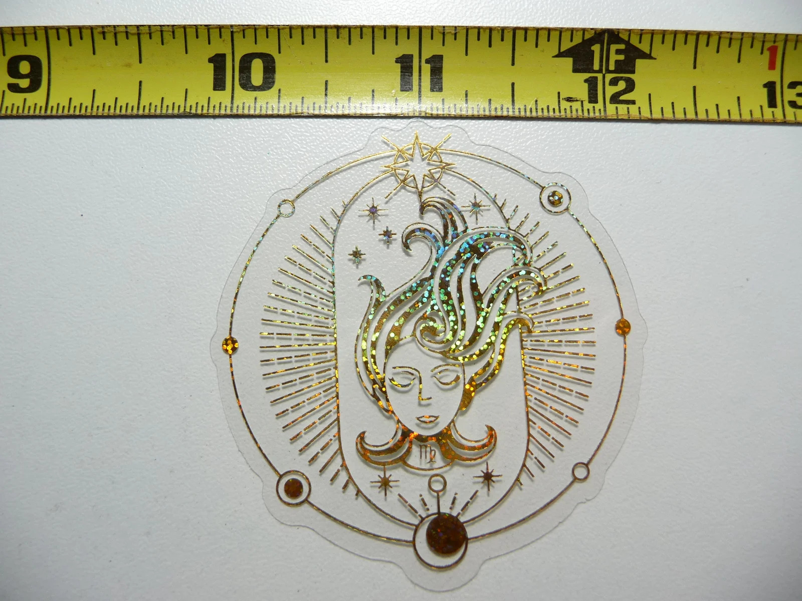 HOLOGRAPHIC ZODIAC VIRGO CIRCLE SMALL STICKER DECAL HOROSCOPE SIGN BIRTH MONTH