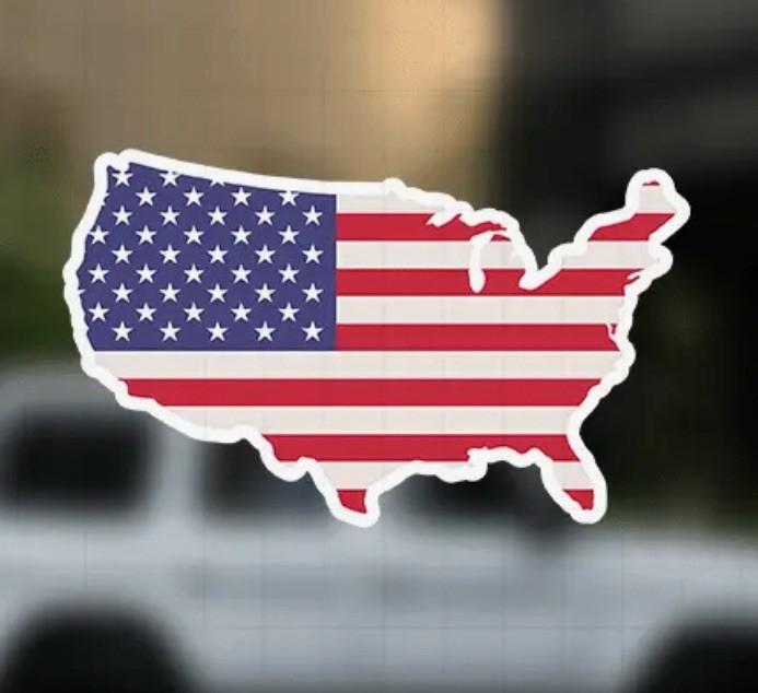 American Flag Map USA 5” Inch Waterproof Vinyl Sticker Decal Patriotic 1PC