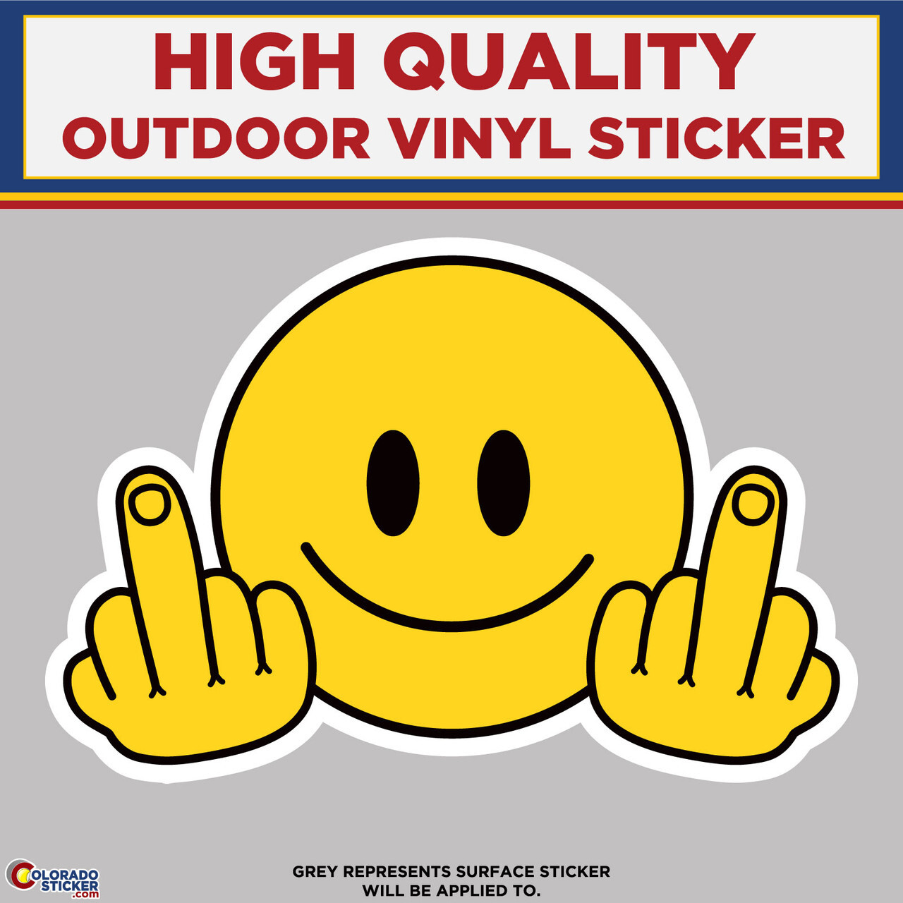 Smiley Face Middlefingers, High Quality Vinyl Stickers