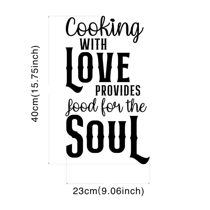 Contemporary “Cooking with Love” Wall Decal Matte Finish Kitchen Art Sticker