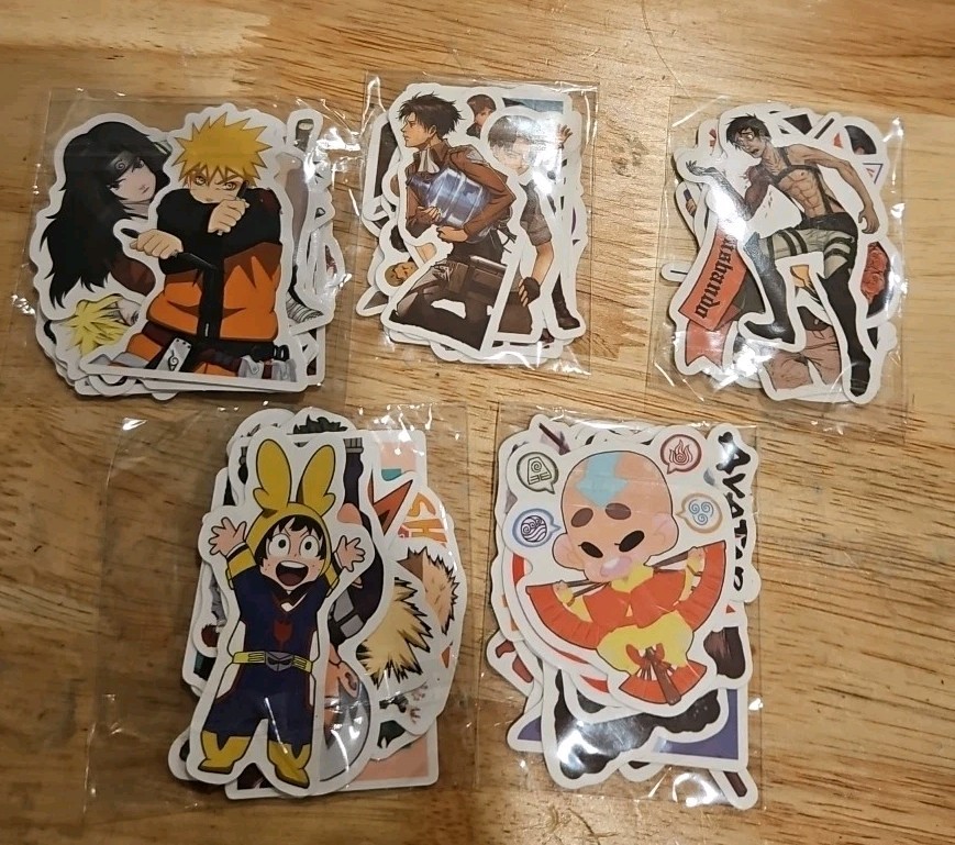 50 pc Anime Decals Sticker Pack Naruto Avatar Hero Academia Attack On The Titan