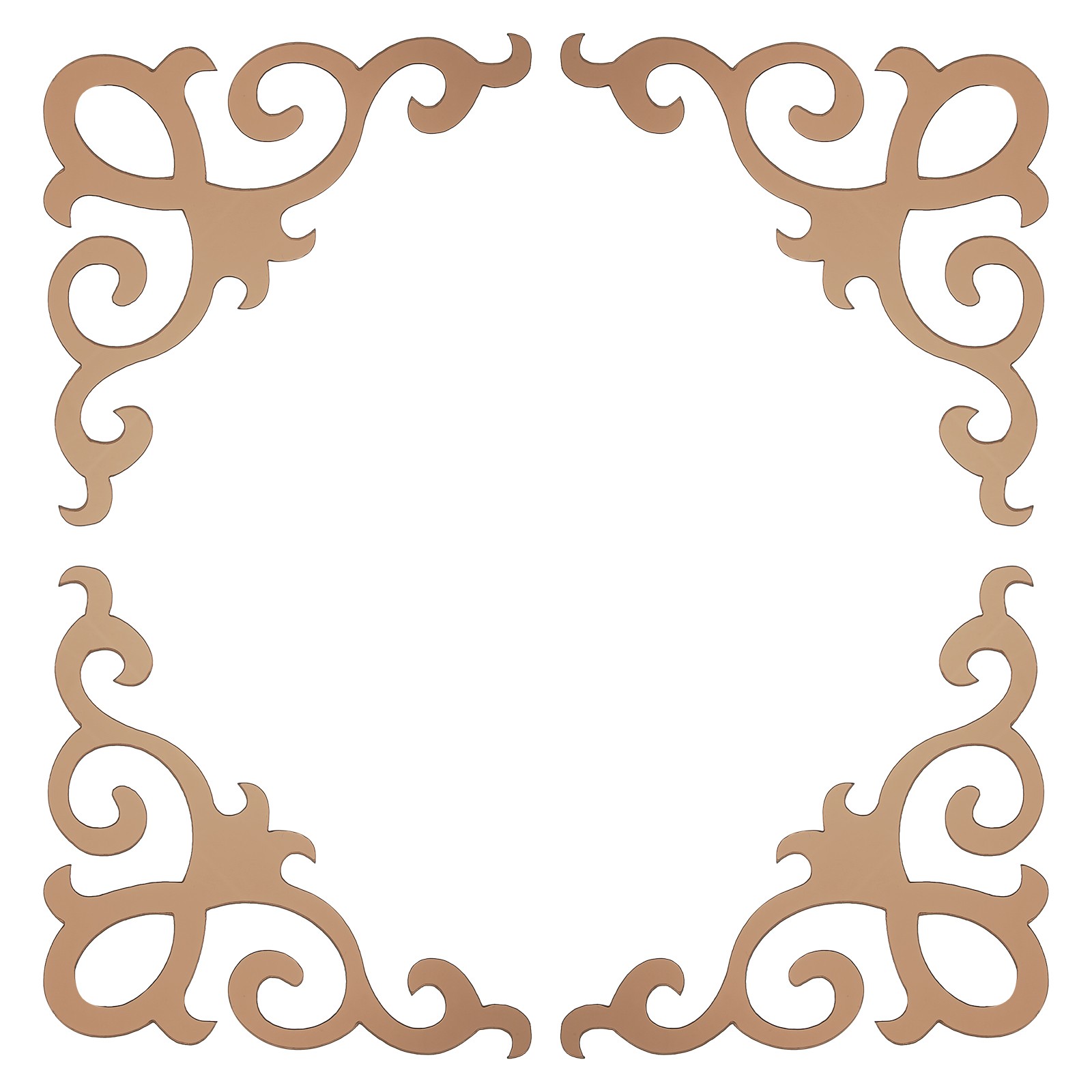 4 pcs wall stickers mirror stickers for home, light brown (15x15cm)