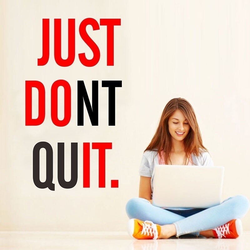 Motivation Quote JUST DONT QUIT Gym Workout Vinyl Wall Sticker Art Decal Decor