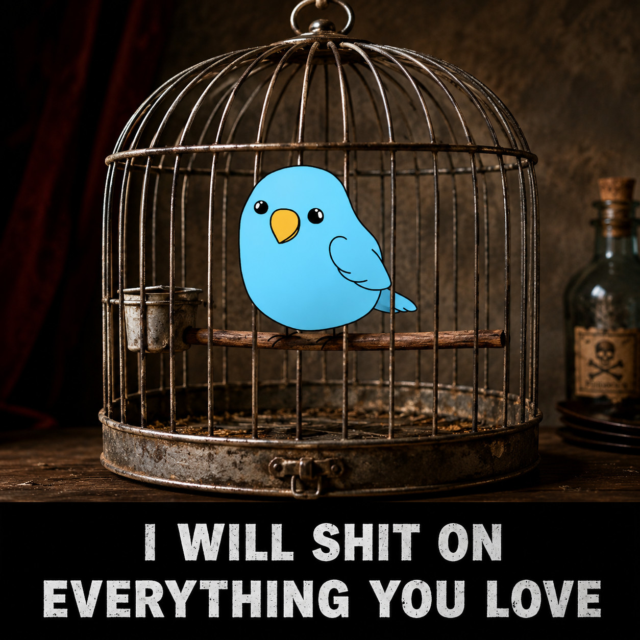 Cute Sarcastic Blue Bird Vinyl Sticker 4 Inch Waterproof Decal