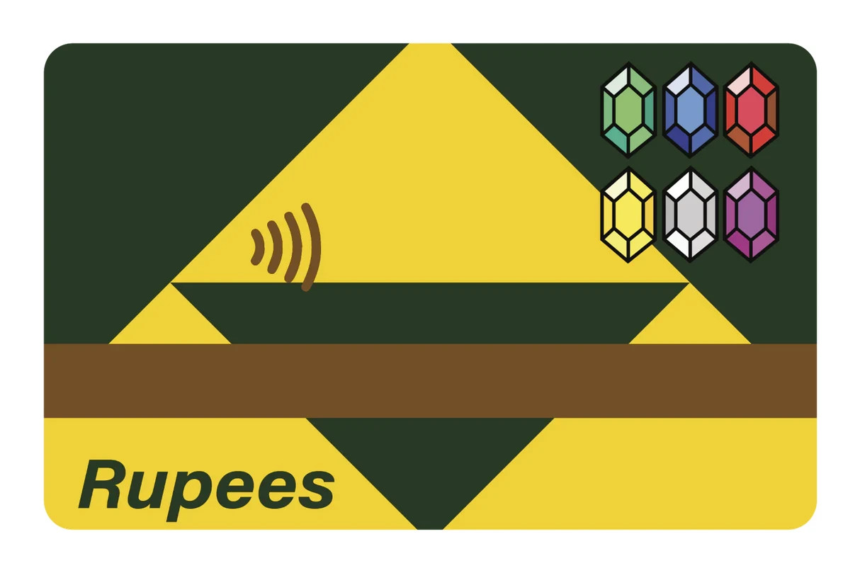 Rupees Card Skin 4 Pack Legend of Zelda Currency Gem Gamer Decal Sticker