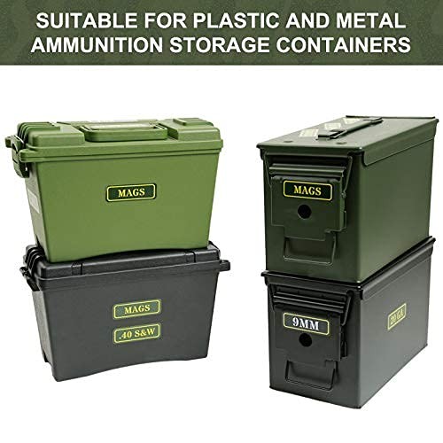 Ammo Can Vinyl Sticker Set Decal 3 inches by 1 inch, 80 Pack/10 Varieties