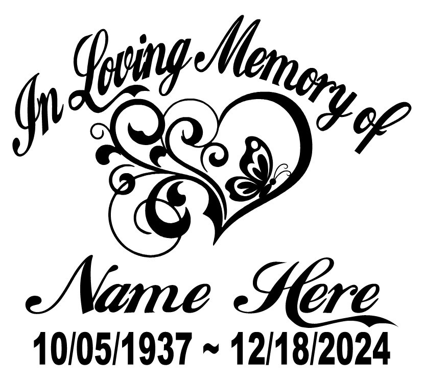 In Loving Memory Decal Heart Flower Butterfly Floral Car Window Vinyl Sticker 06