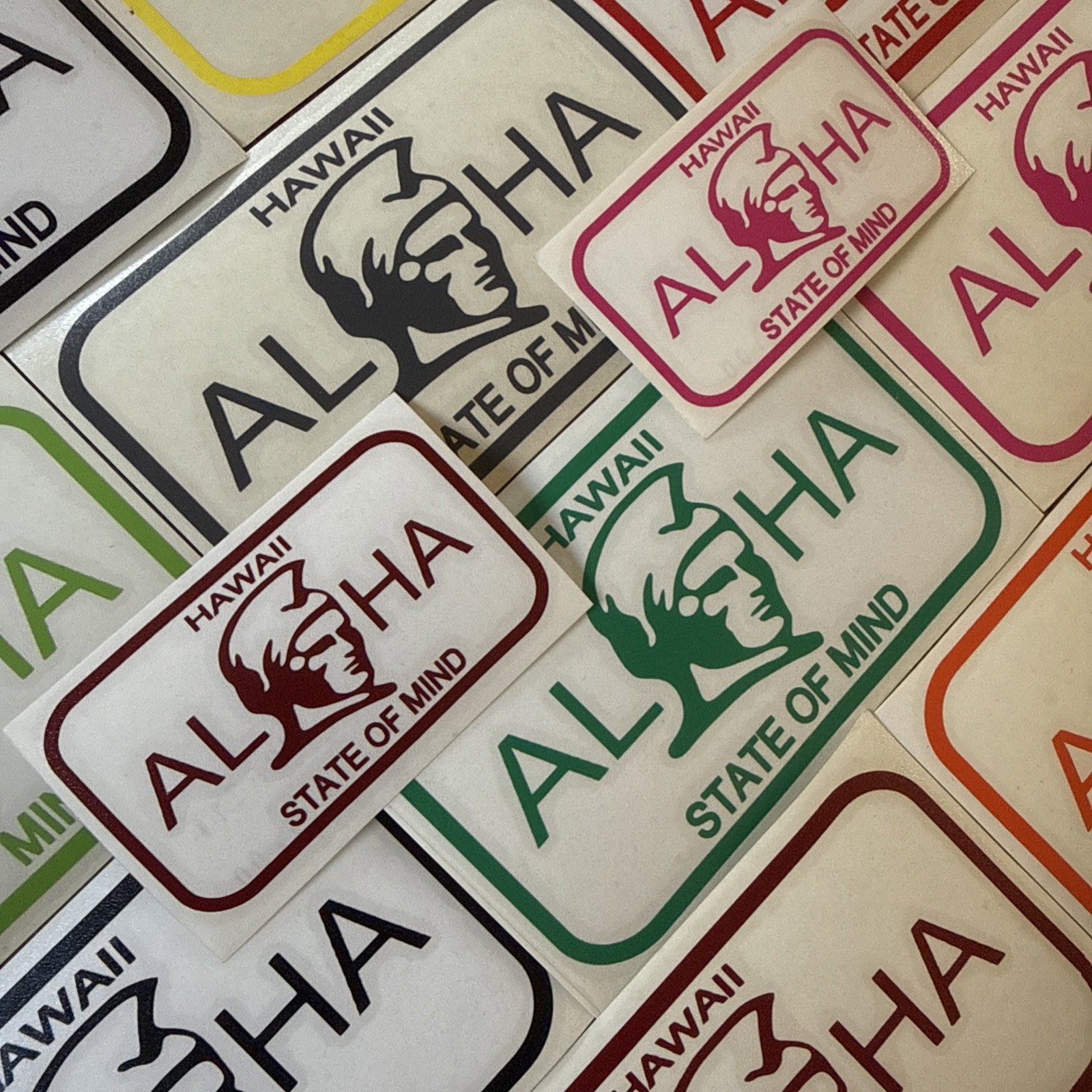 Hawaii License Plate Decal Sticker Aloha State Of Mind New 3” or 6” In 16 Colors