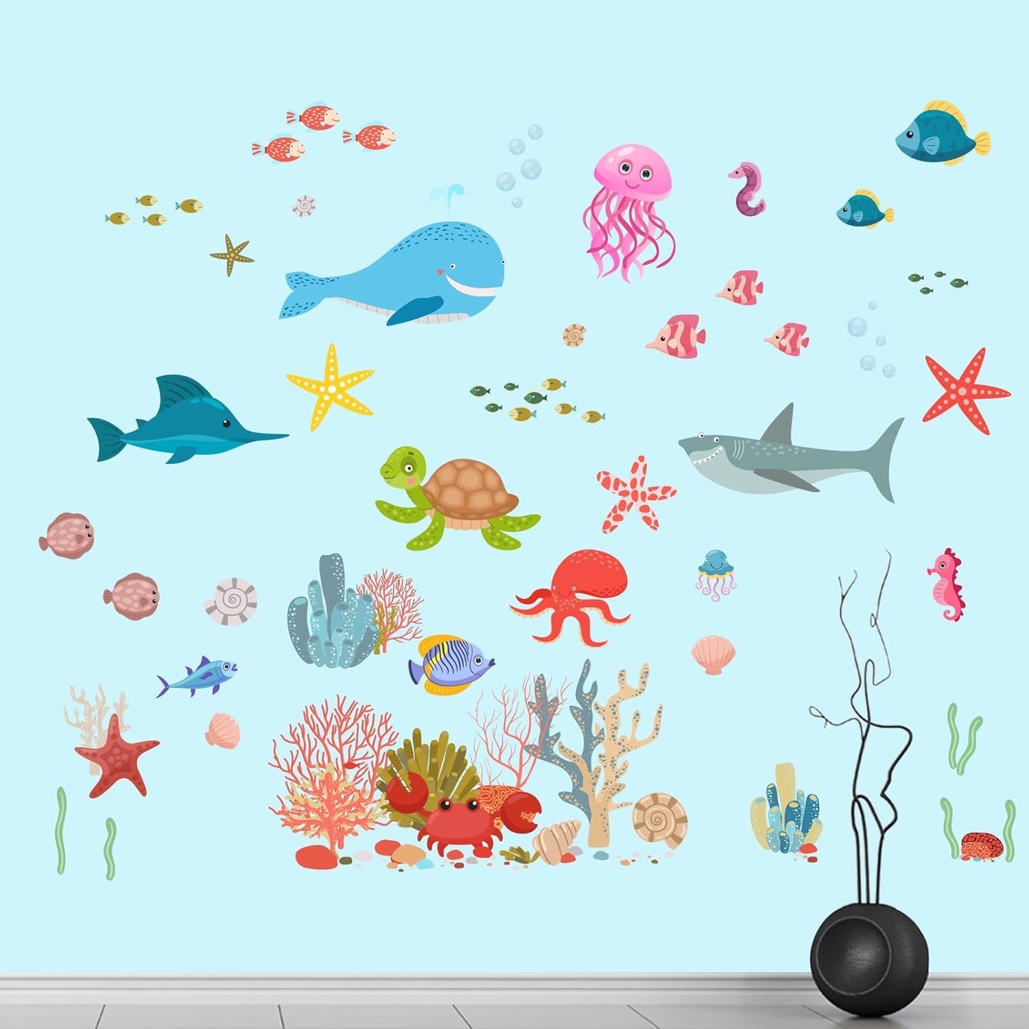 Decorative Fish Wall Stickers for Kids and Toddlers, Ocean Themed Under The Sea