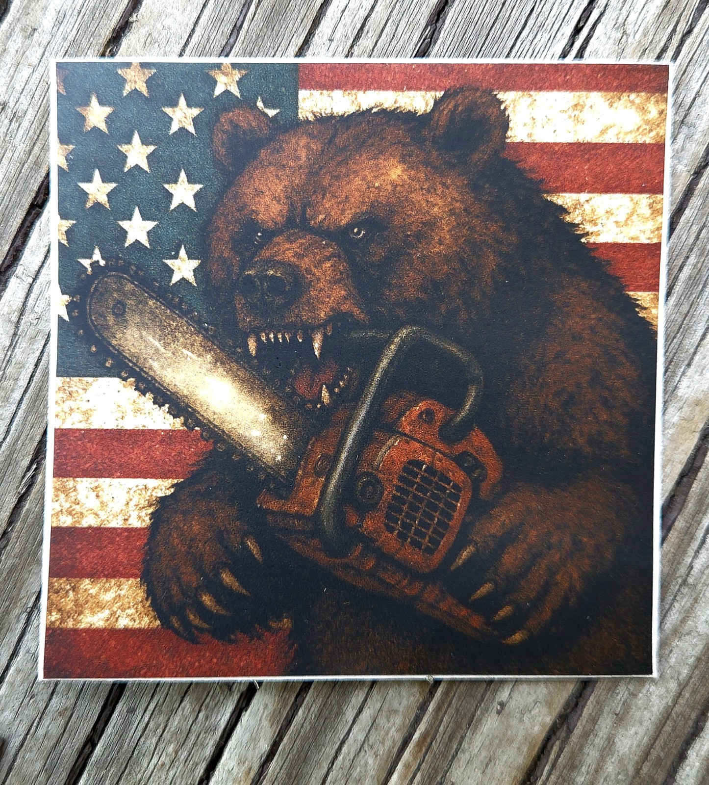 Vinyl Hardworking American Bear Hard Hat, Cooler, Water Bottle Or Laptop Sticker