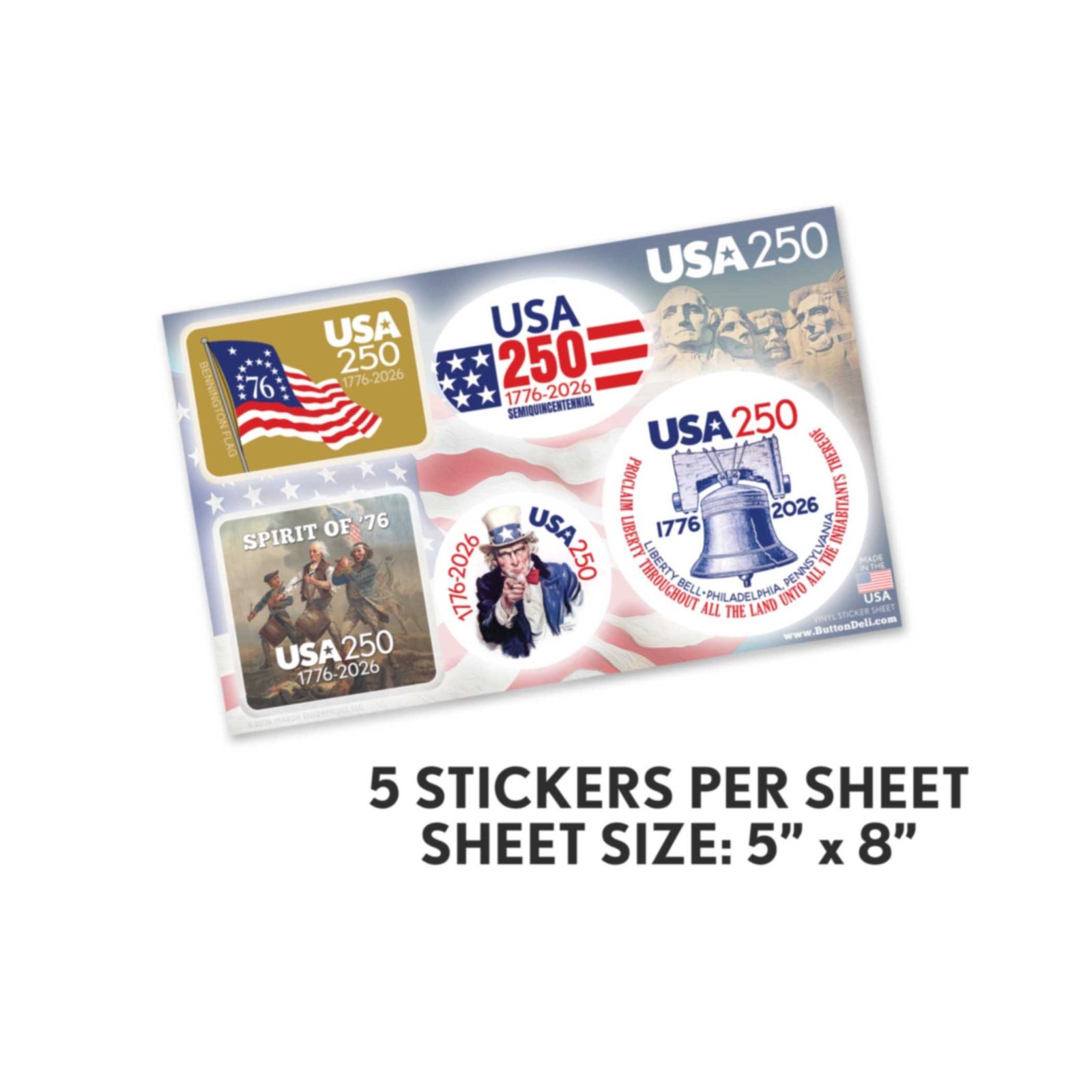 USA America Sticker Sheets – 2 Designs – America, Semiquincentennial 250 Freedom