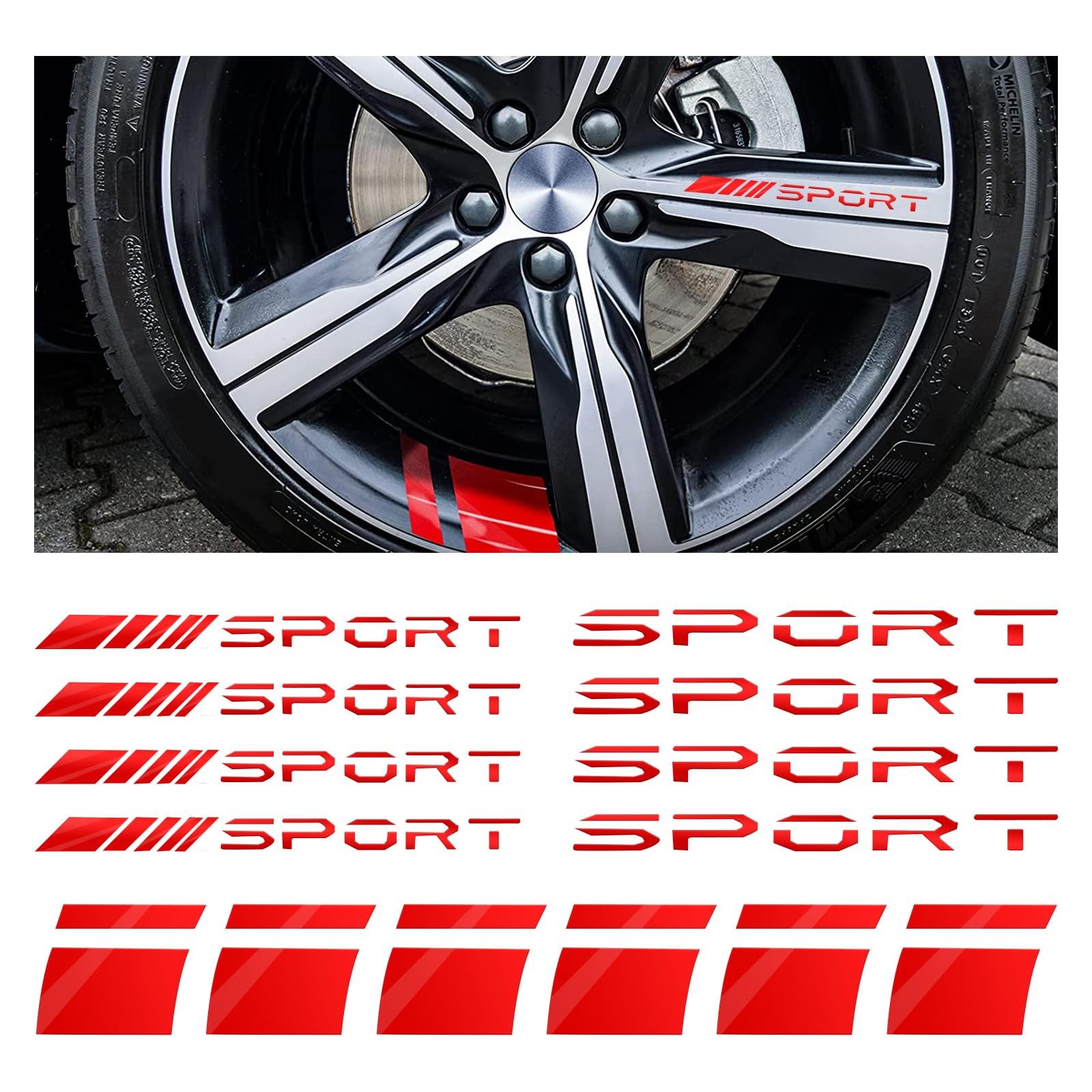 Car Decal Stickers, 14 PCS Reflective Sport Logo, Auto Wheel Rim Decor, Polye…