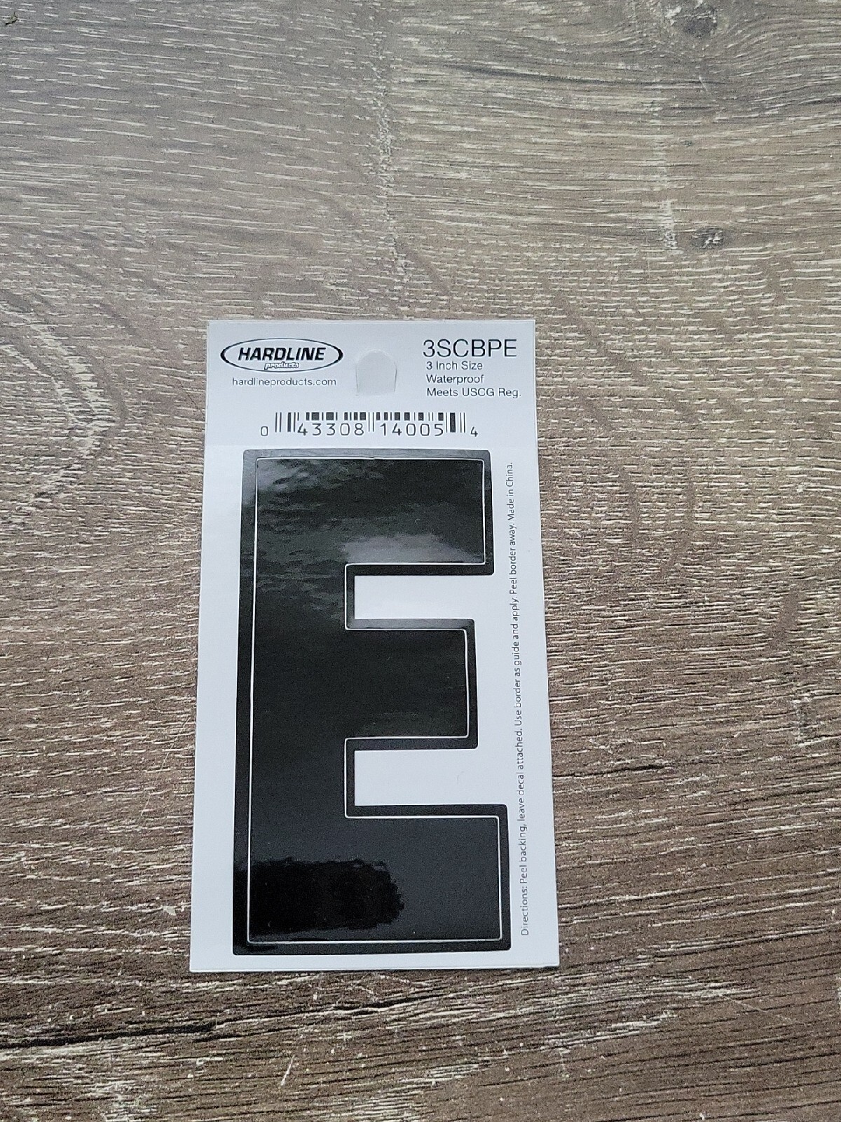 Hardline Self Adhesive Letter E Glossy Black 3″ Super Stick, Waterproof. 3SCBPE