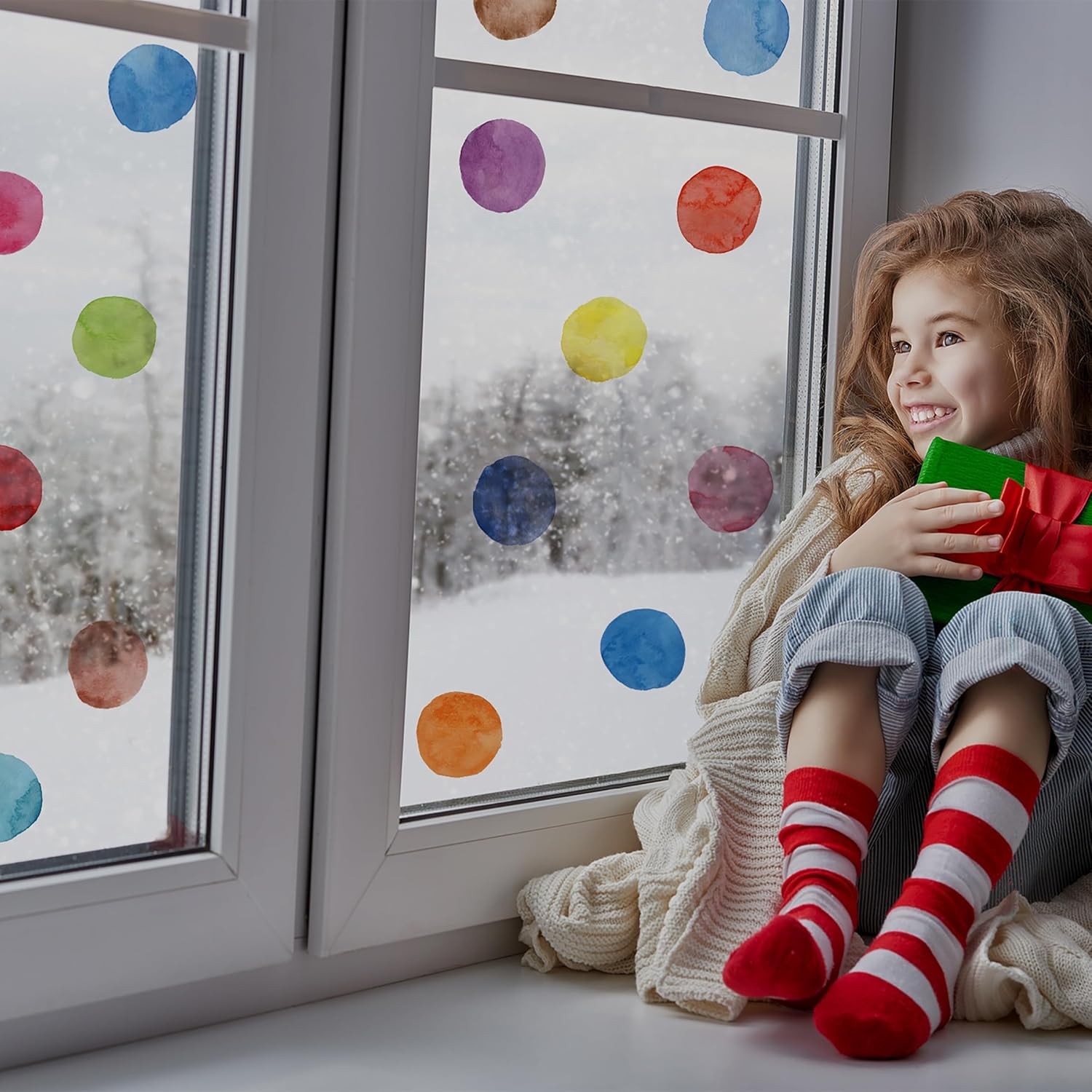 Colorful Polka Dot Wall Decals, Kids Room Nursery Decor, Watercolor Dots Wall