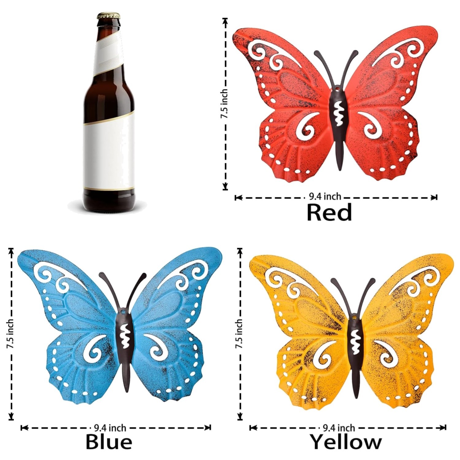 3-Piece Metal Butterfly Wall Decor Set – Outdoor Indoor