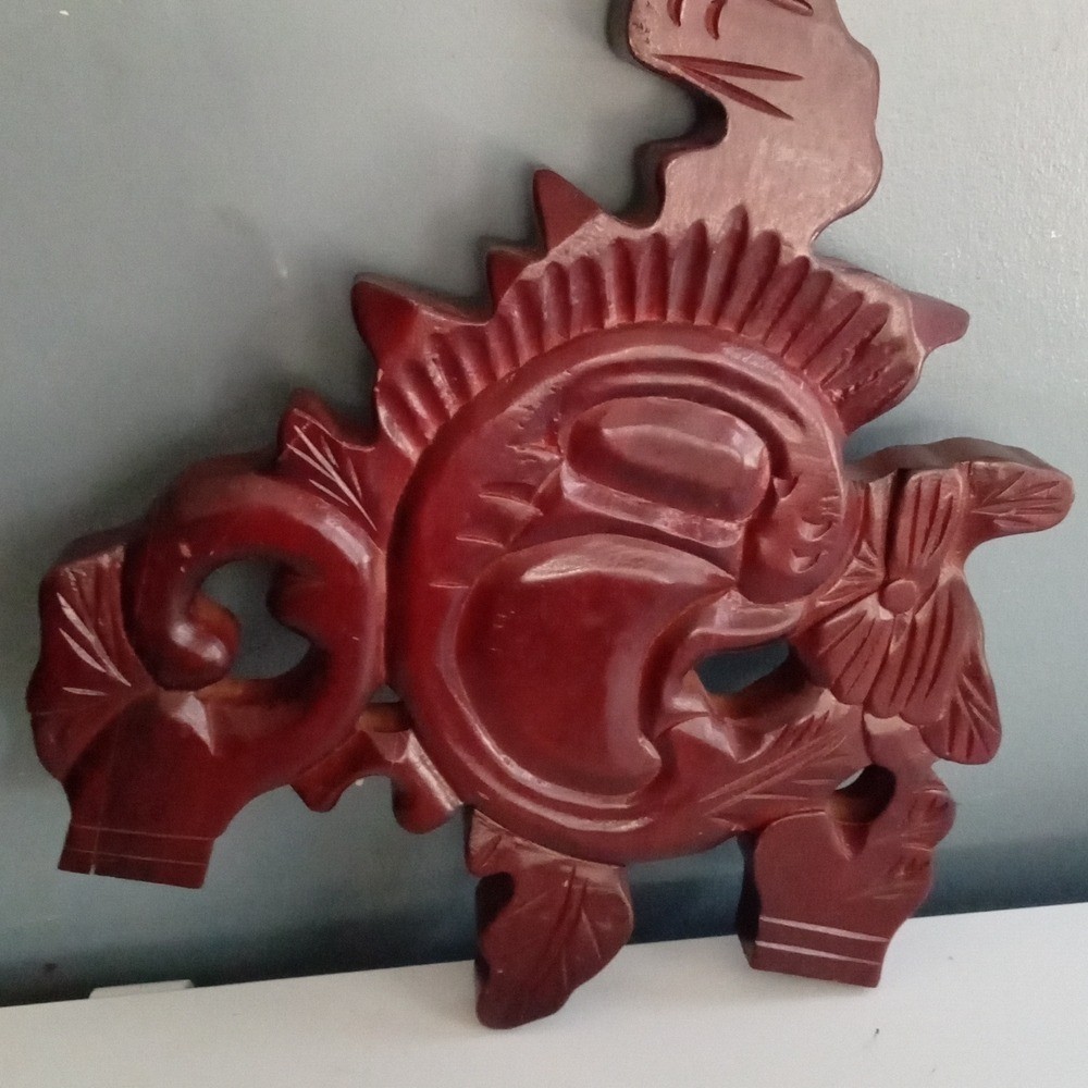 Vintage Wooden Sun Moon Carving Wall Art Handcrafted Decor
