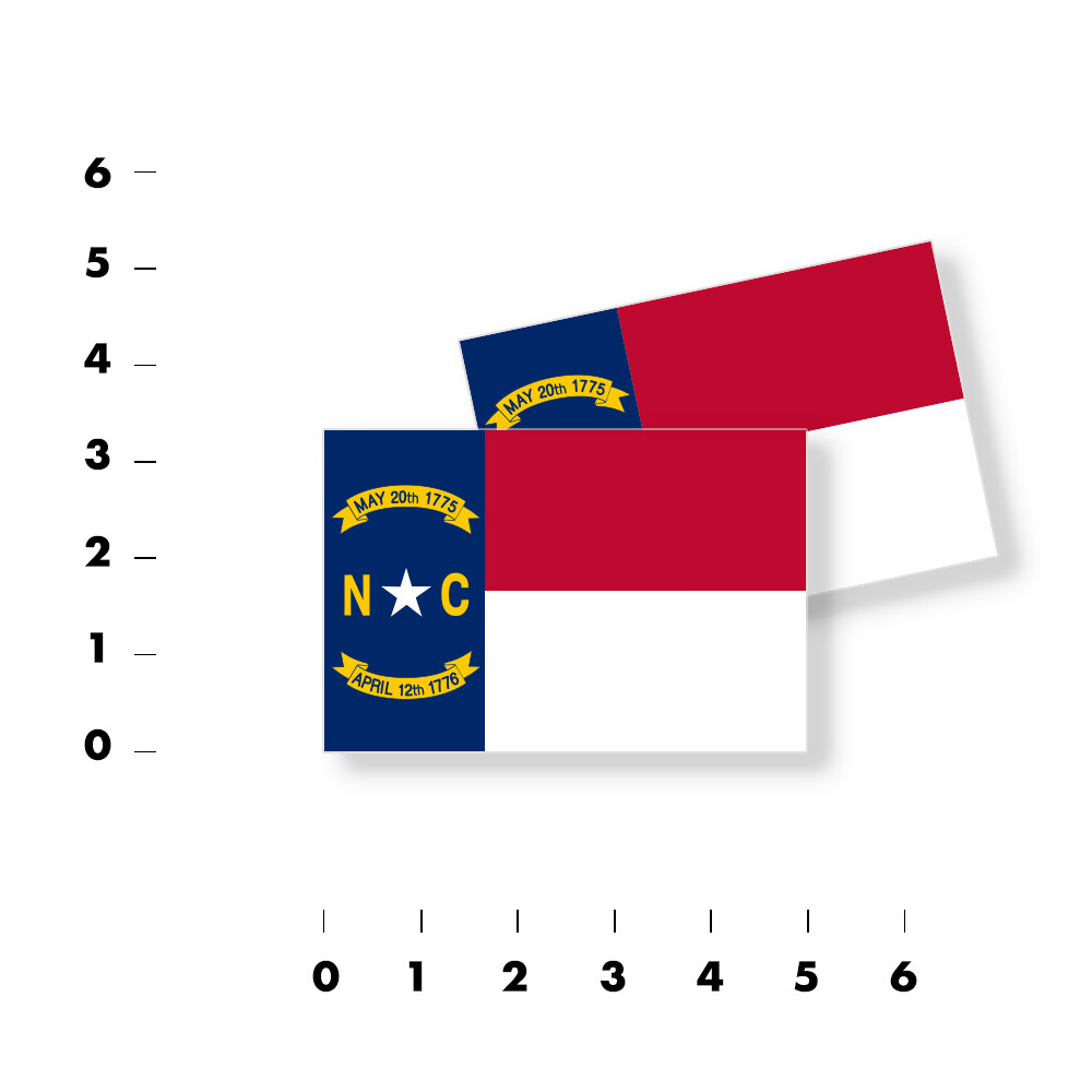 North Carolina State Flag – Set of 4 Vinyl Stickers / Decals Various Sizes