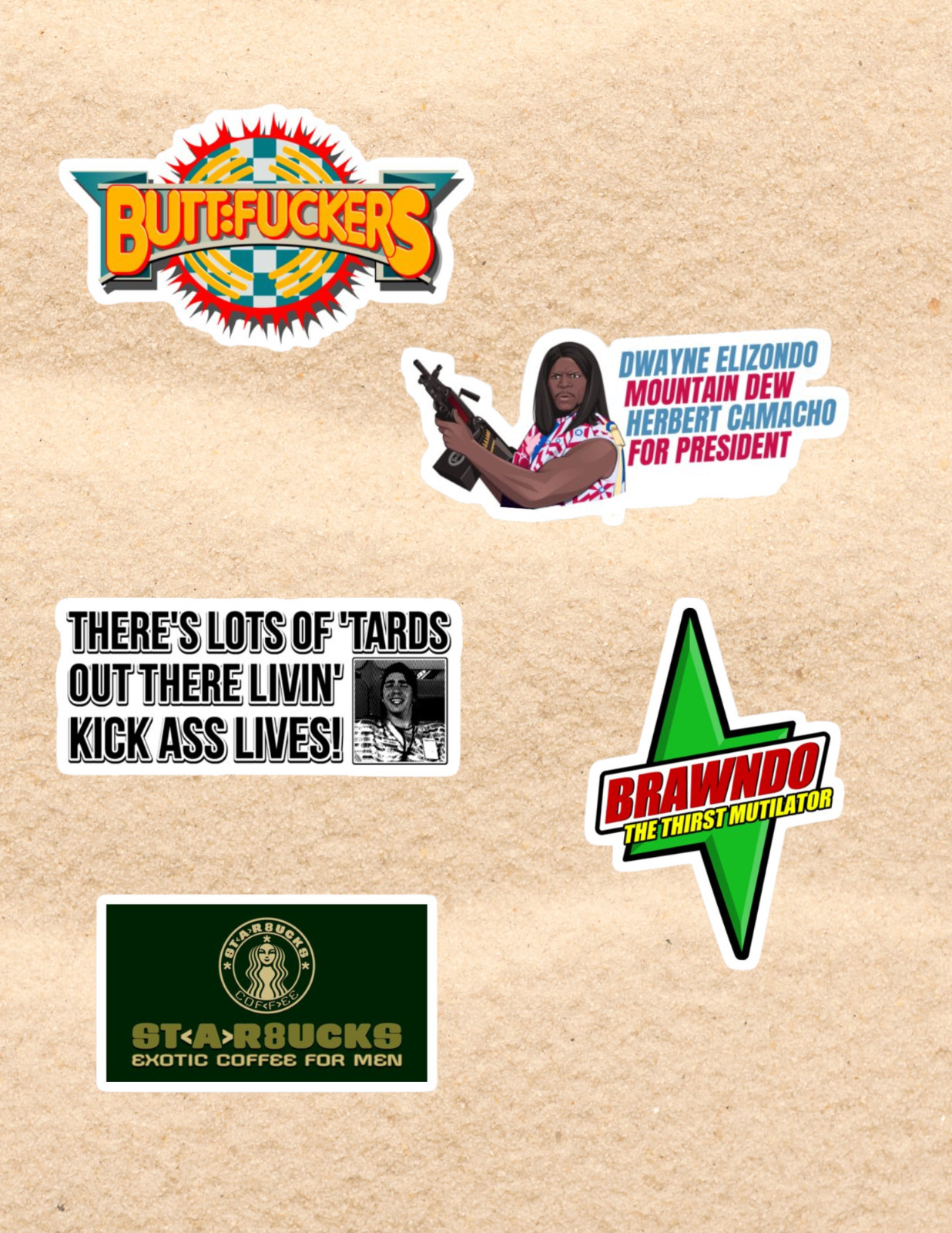 Idiocracy 2000’s Movie 4pc Sticker Pack