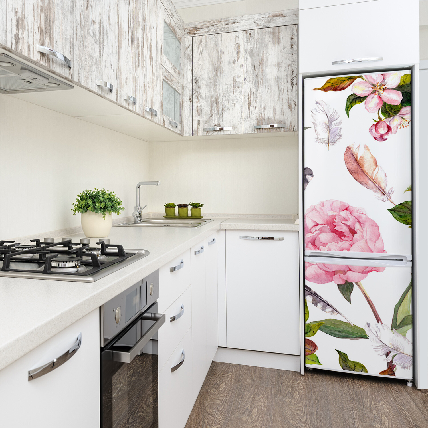 3D Refrigerator Wall Self Adhesive Removable Sticker Flowers Floral pattern