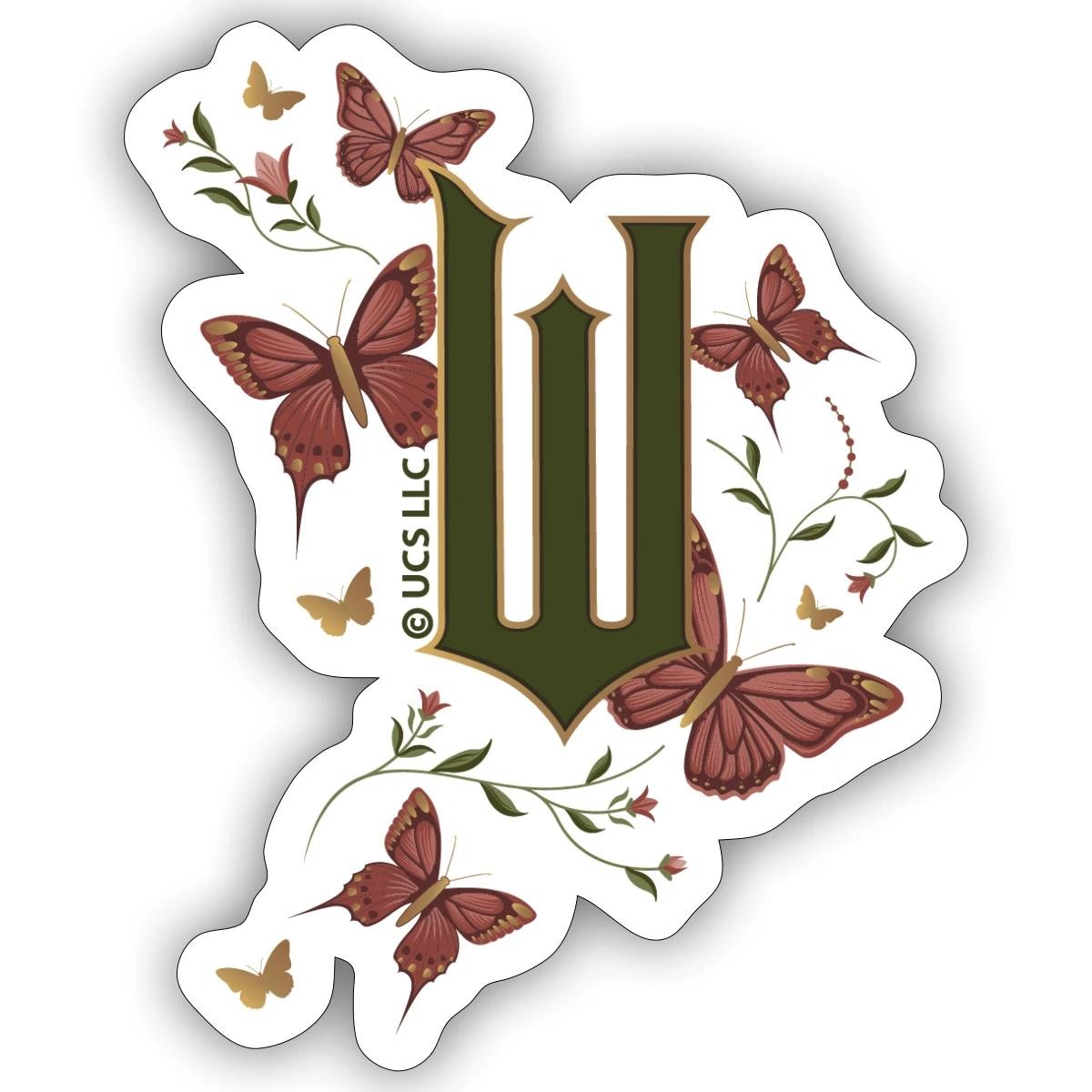 Wicked Design With Vines And Butterflies Sticker, max. 4 x 4″