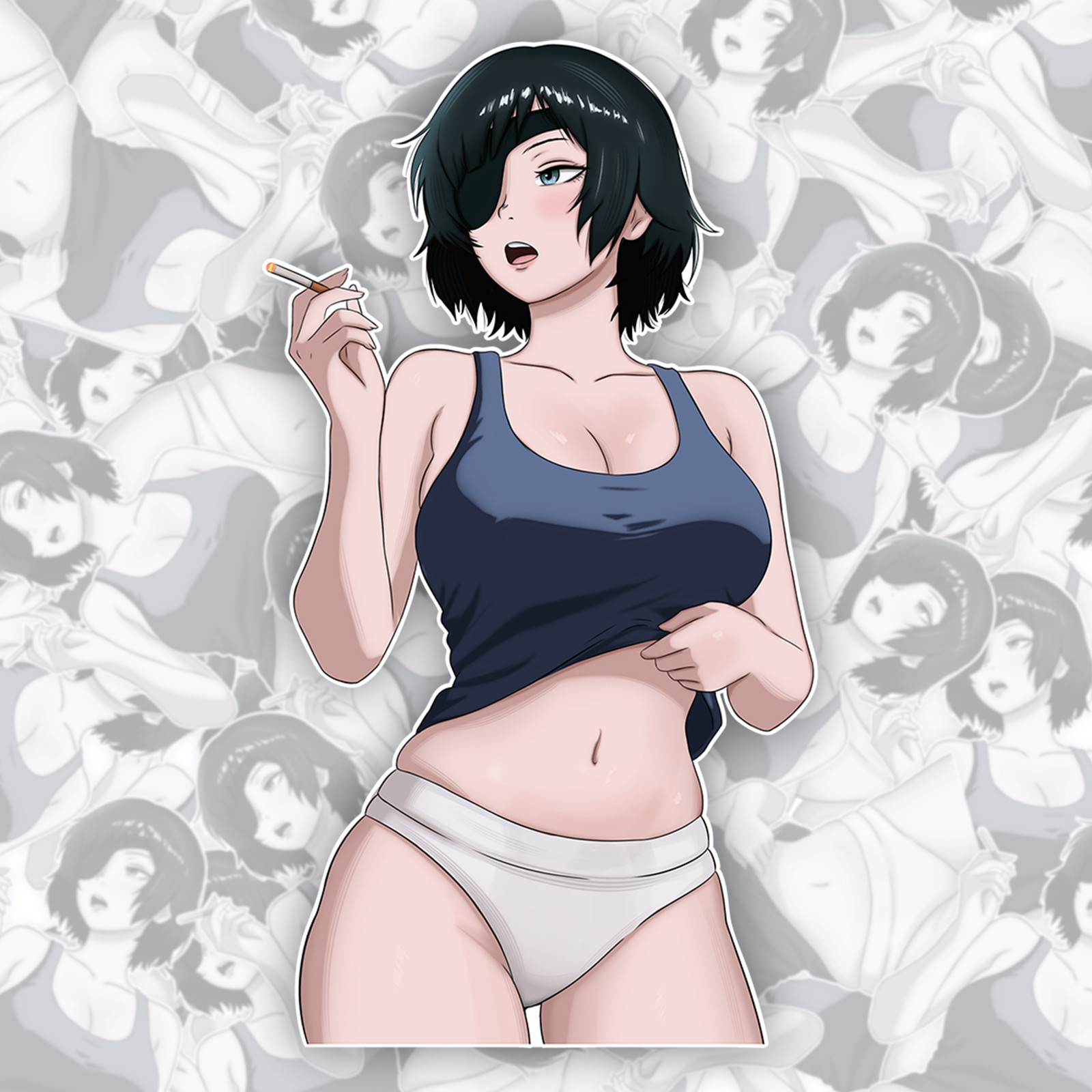 Himeno Smoking a Cigarette – Chainsaw Man Sticker – Flirty Vinyl Decal Gift