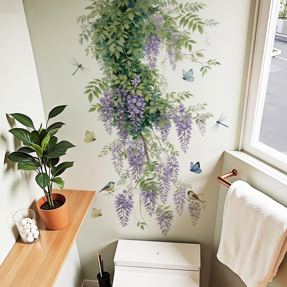 Translucent Wall Art Floral Vine Decal For Home Renovation Easy Application