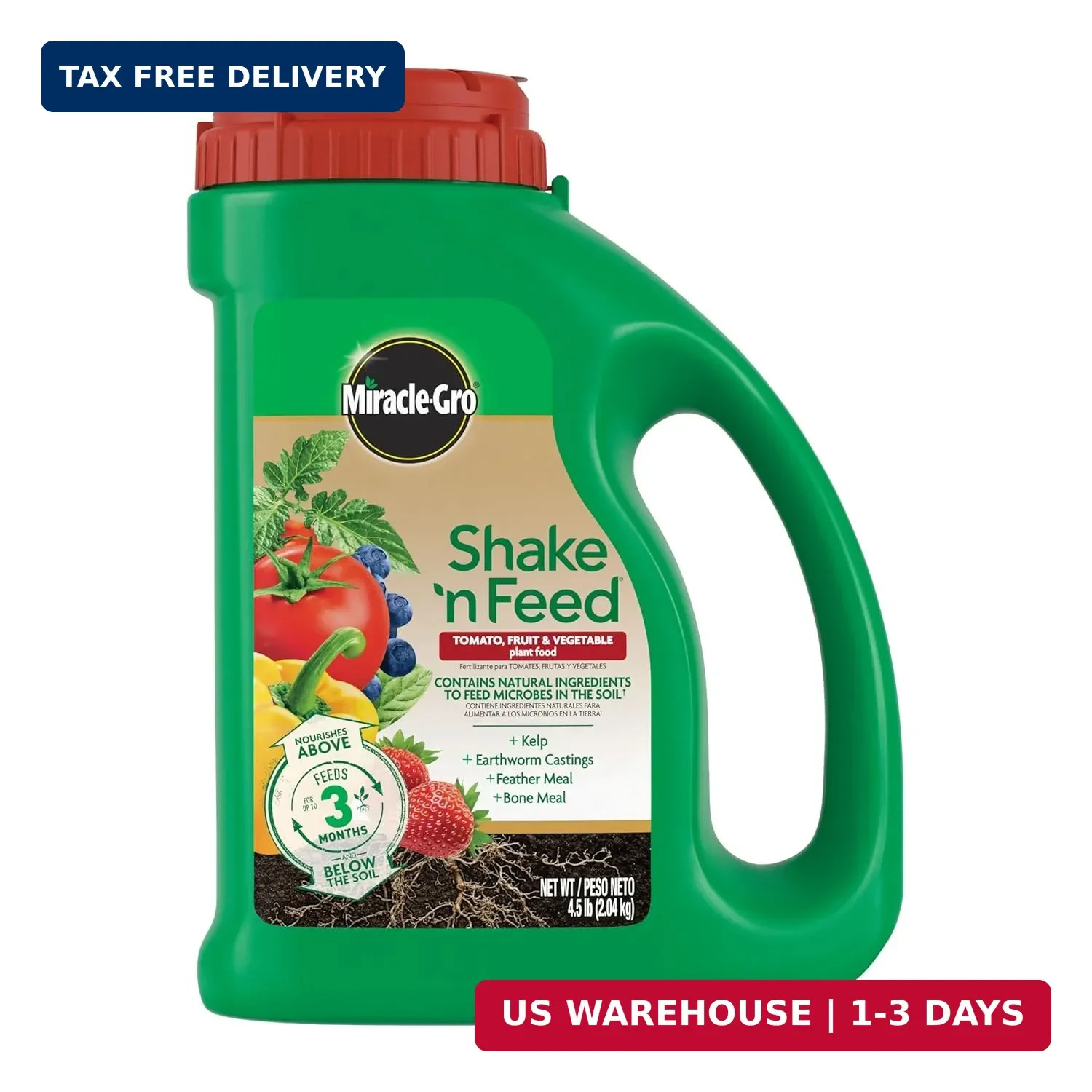 Miracle-Gro Shake ‘N Feed Tomato, Fruit & Vegetable Plant Food, 4.5 lb. | For Ou