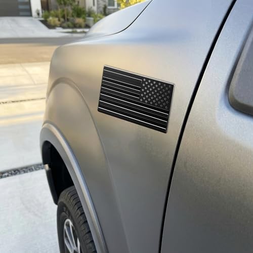 2 Pack American Flag Decal – 3D Metal Badges Matte Universal Truck Decals Black