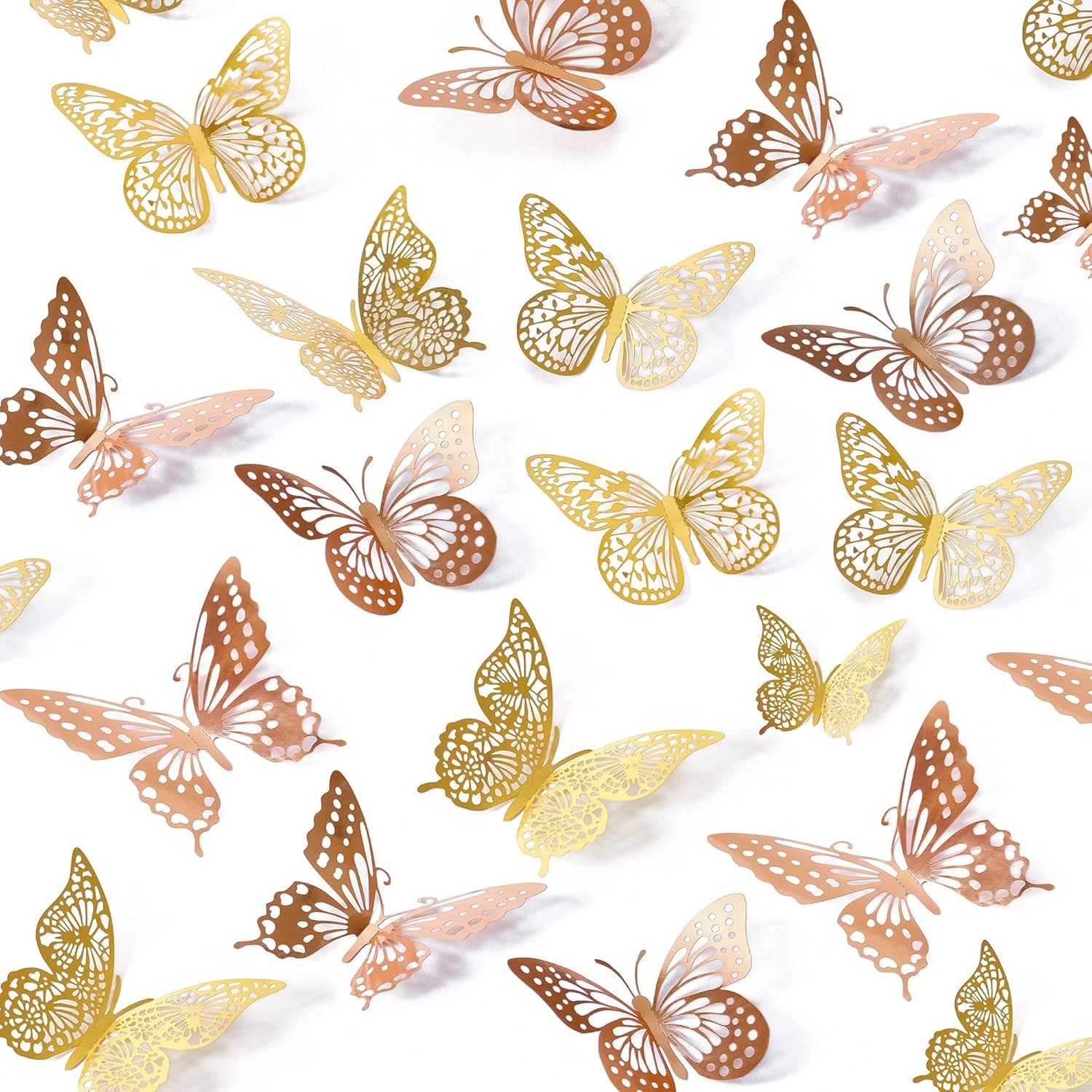 SAOROPEB 48PCS 3D Butterfly Wall Decor, Metallic Peel & Stick Decals for Room