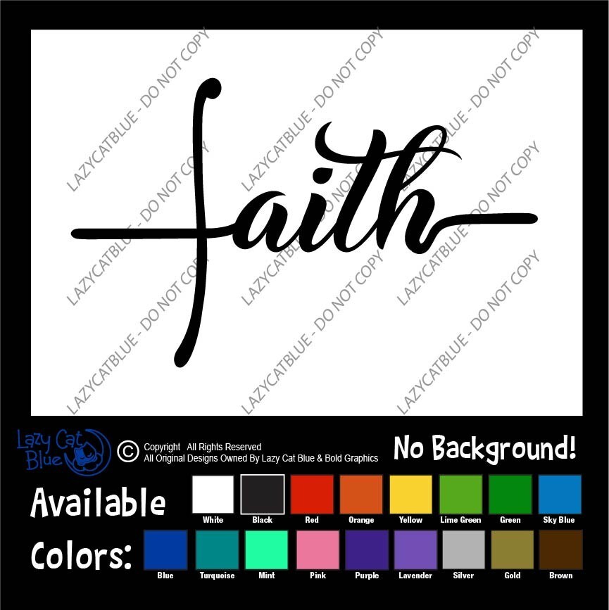 Faith Cross Decal Sticker Script Writing Blessed Love God Jesus Saves Religious