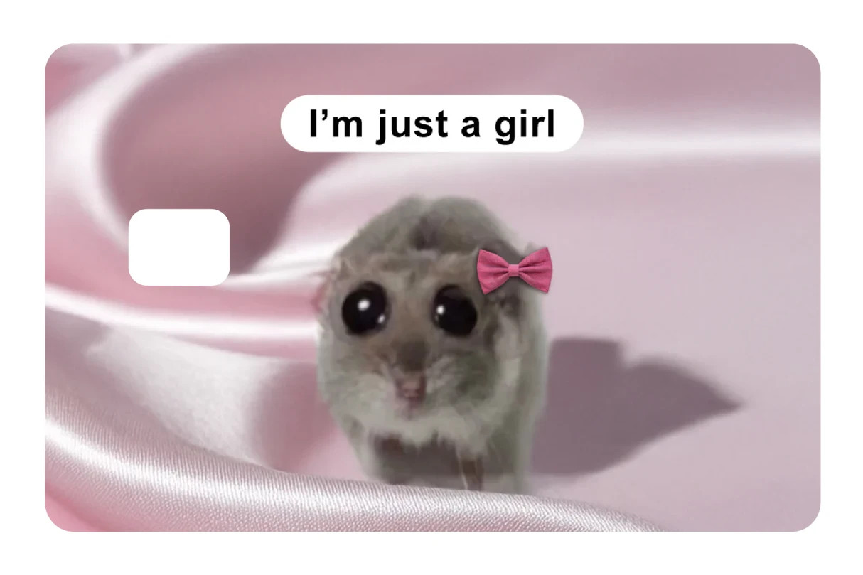 I’m Just a Girl Card Skin 4 Pack Hamster Meme Funny Viral Pink Coquette Aestheti