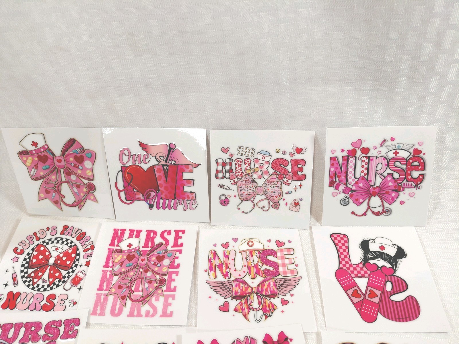 Nursing Love Hearts Gnomes Theme Cup Wraps Transfer Stickers 8 Decals 4 X 9 Inch