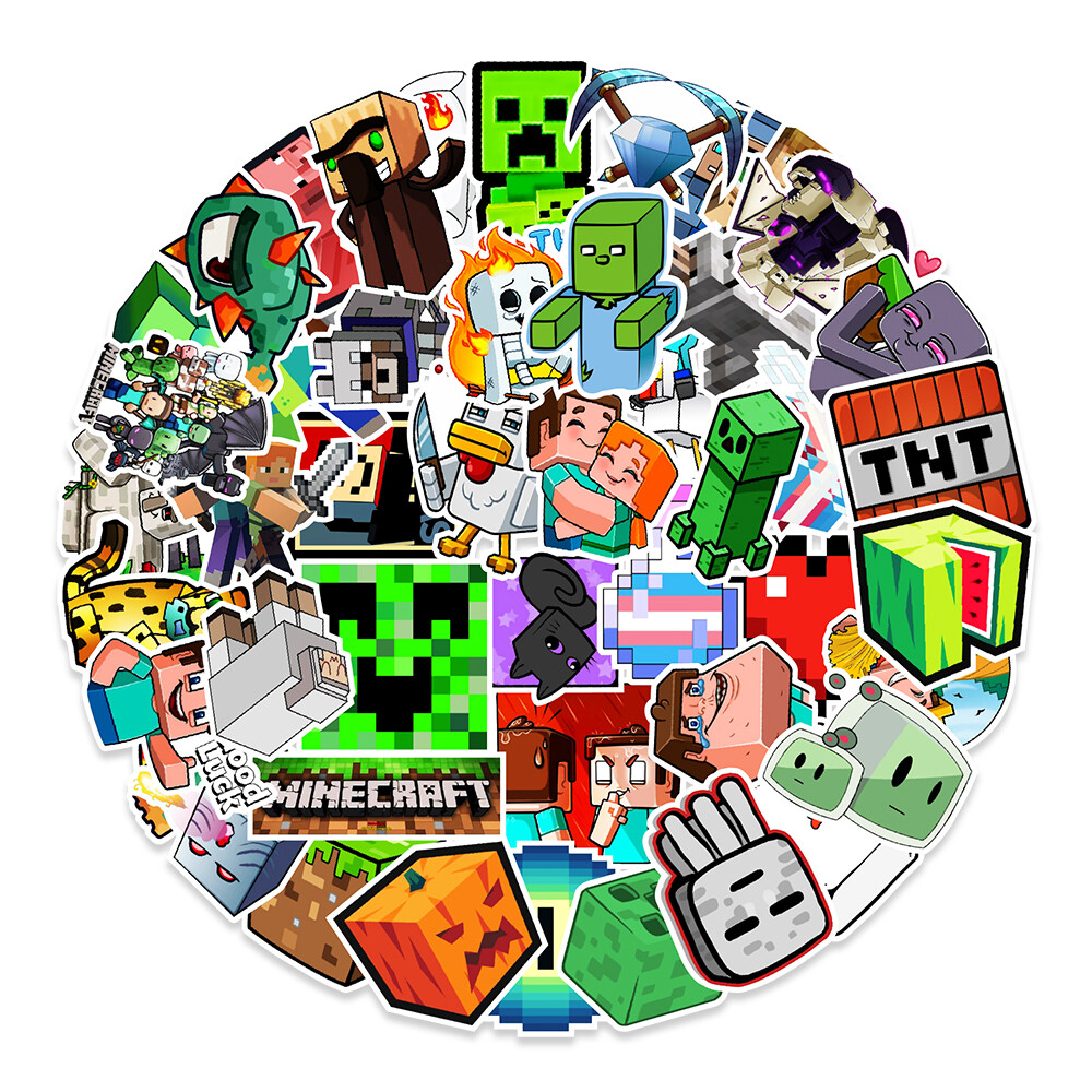 50 Pcs Stickers Minecraft Video Game Skateboard Laptop Luggage Phone Car Vinyl