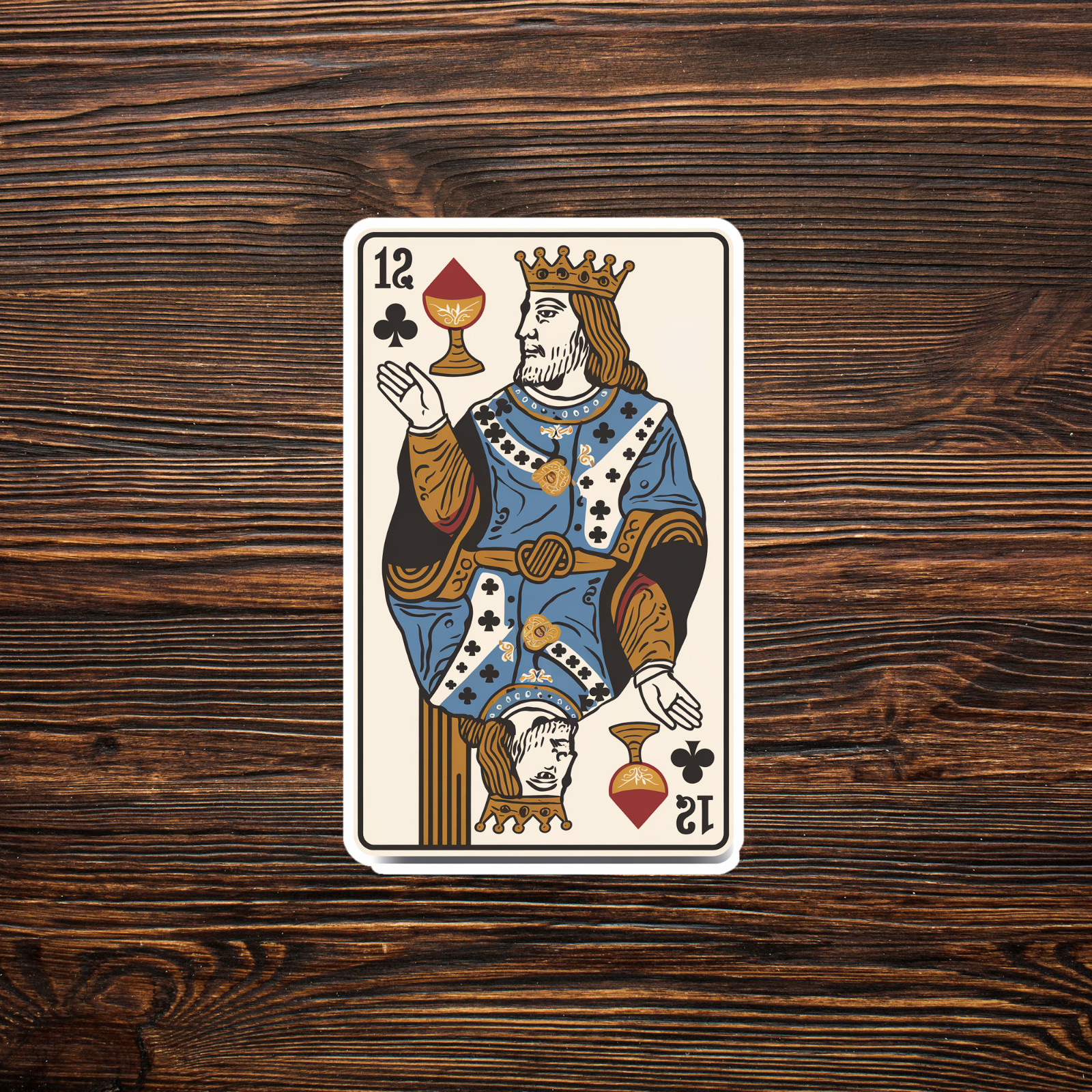 Vintage King of Clubs Playing Card Art Print – Game Room Decor 12×18 sticker #21