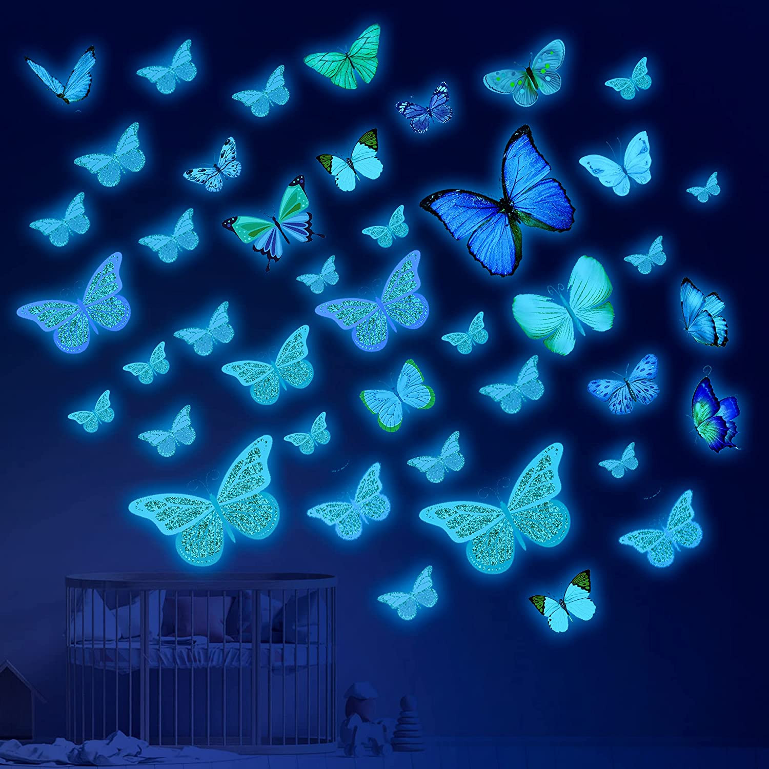 Pegatinas De Decoracion De Pared De Mariposa Brillante 58 Piezas De Calcomanias