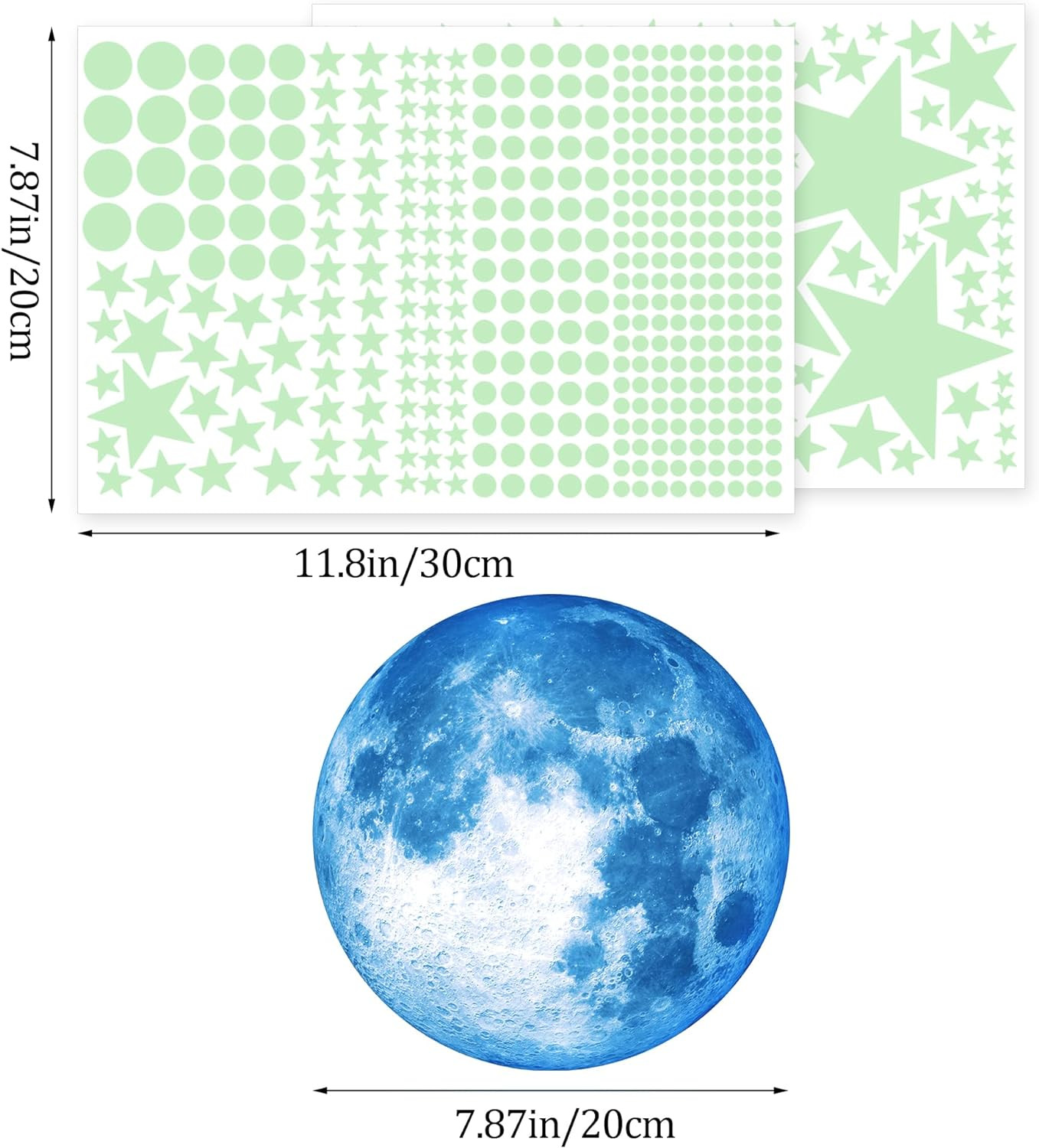 492Pcs Glow in the Dark Stars for Ceiling Glow in the Dark Moon and Space Wall D